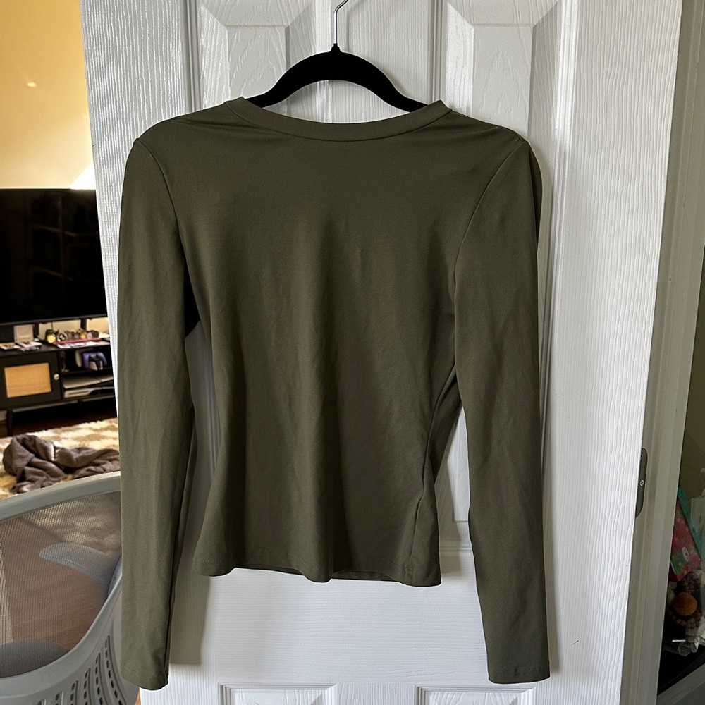 Olive Green Long Sleeve Women's Top - Size Small